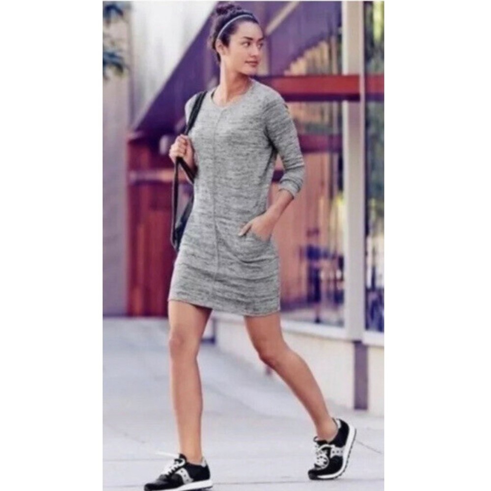 ATHLETA Grey Destiny Long Sleeve Dress